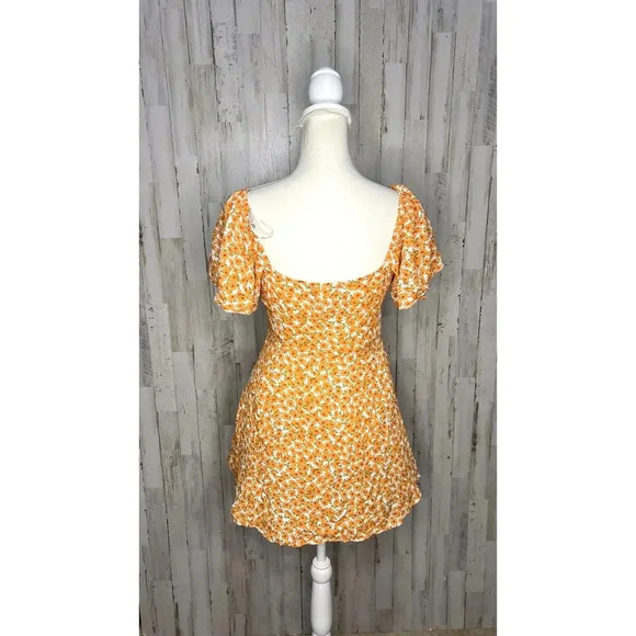 MINKPINK Women's Size Small Sun Valley Orange V-Neck Floral Mini Dress - Picture 7 of 9